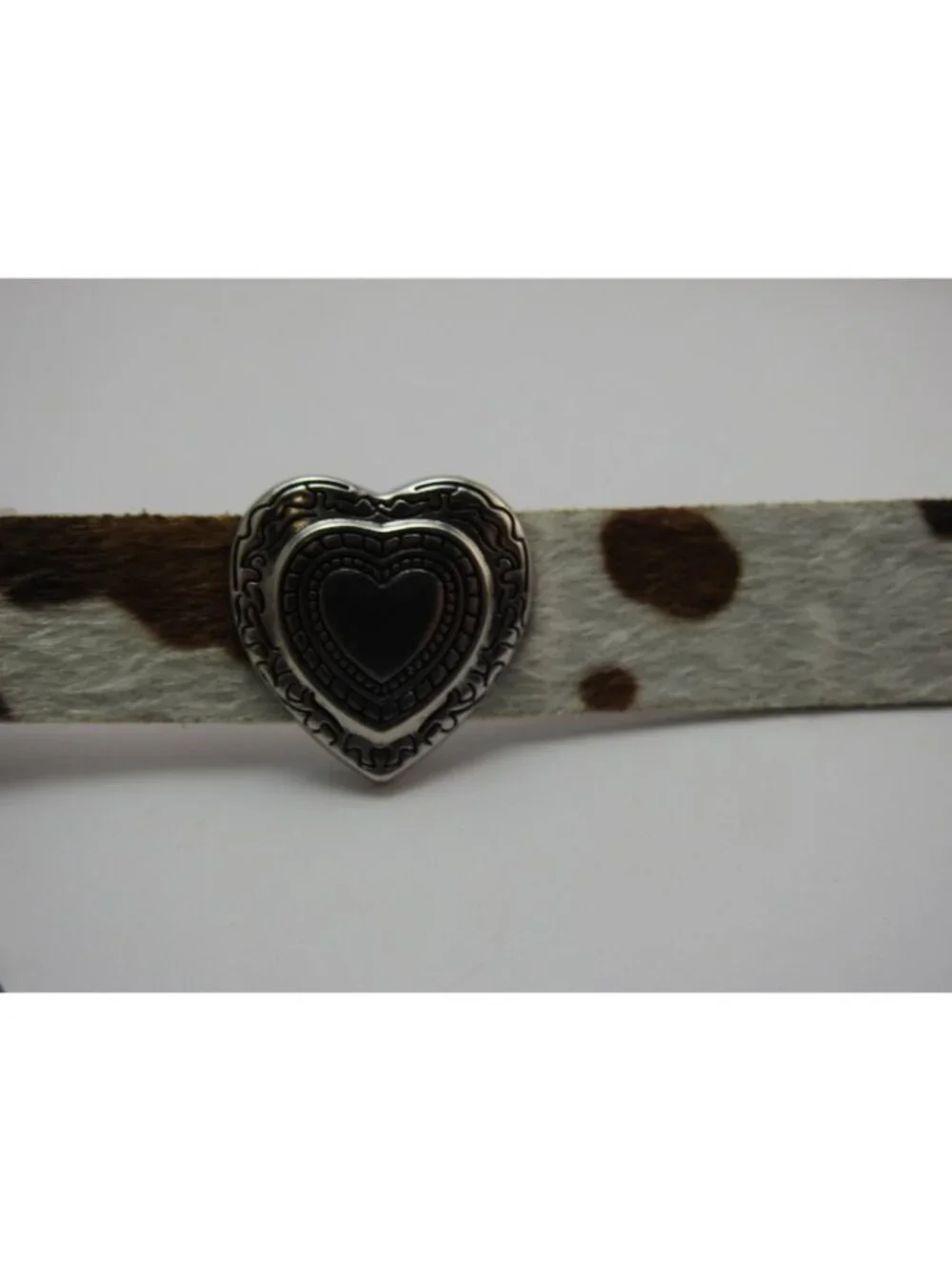 Haute Hippie Cowhide Hair On Belt Heart Chain Western One Size NWT